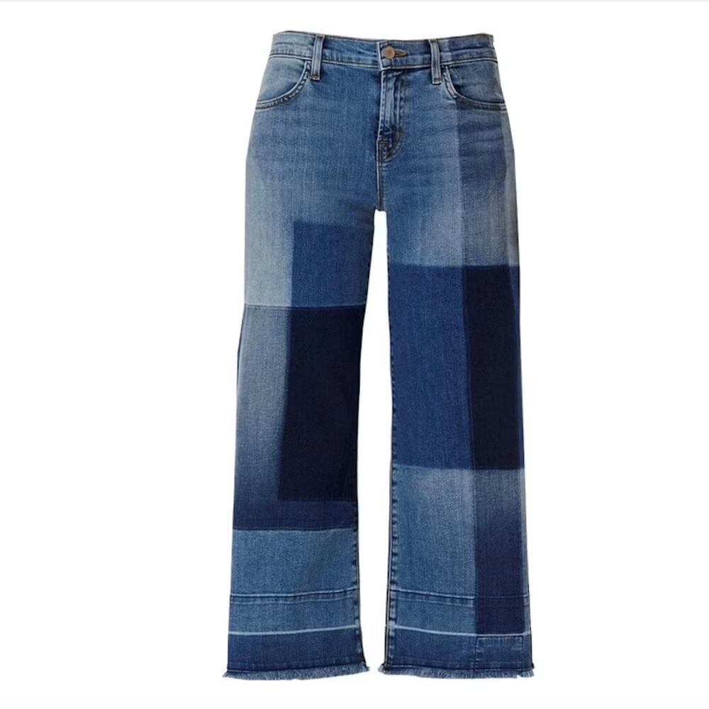 J Brand Patchwork Culotte Jeans - Optimum - Blue Denim - Size 26 - Fits like 25